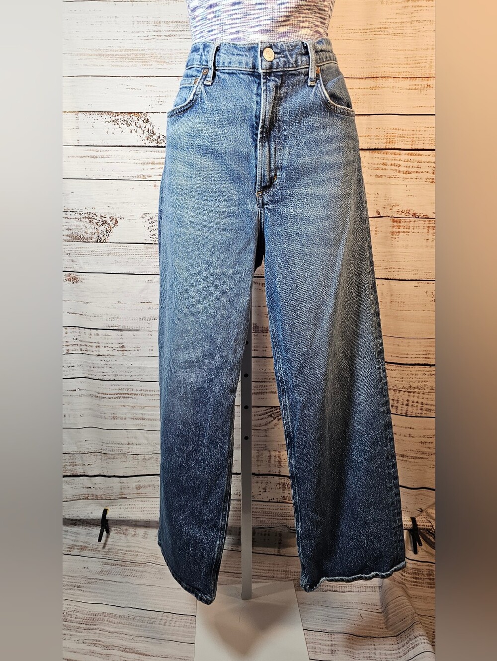 AGOLDE High Rise Wide Leg Jeans Medium Wash Size 27